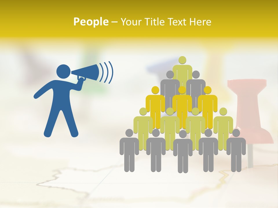 A Group Of Pins With A Map In The Background PowerPoint Template