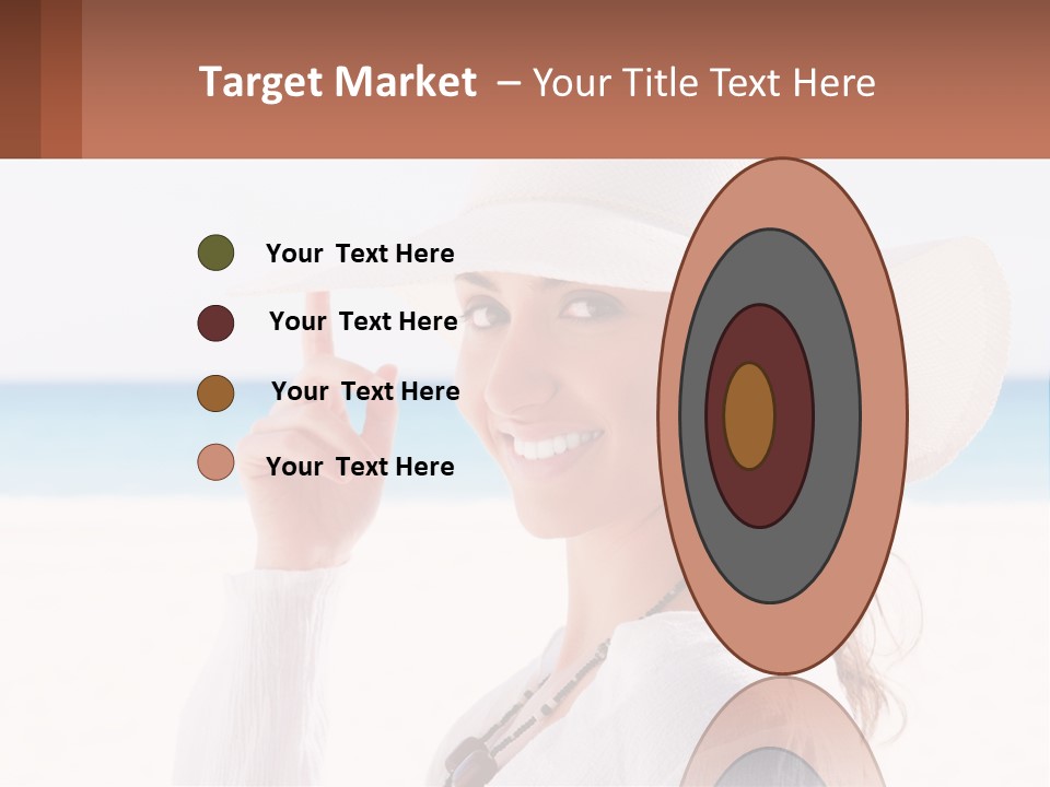 A Woman In A White Hat Pointing At The Camera PowerPoint Template