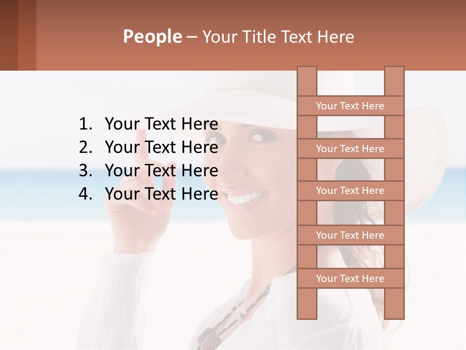 A Woman In A White Hat Pointing At The Camera PowerPoint Template