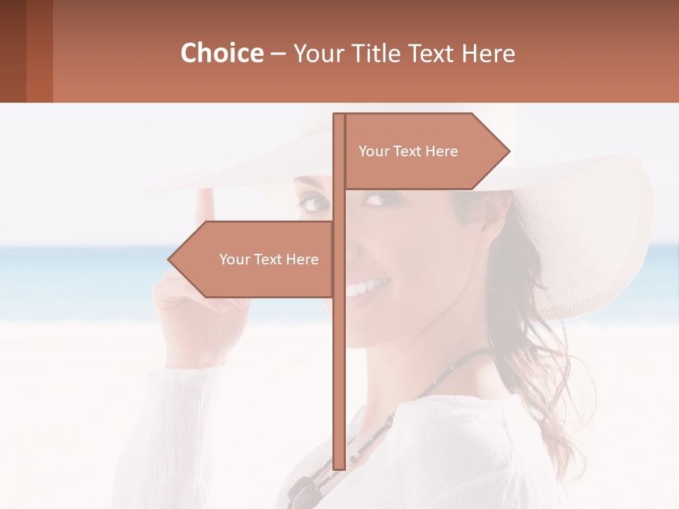 A Woman In A White Hat Pointing At The Camera PowerPoint Template