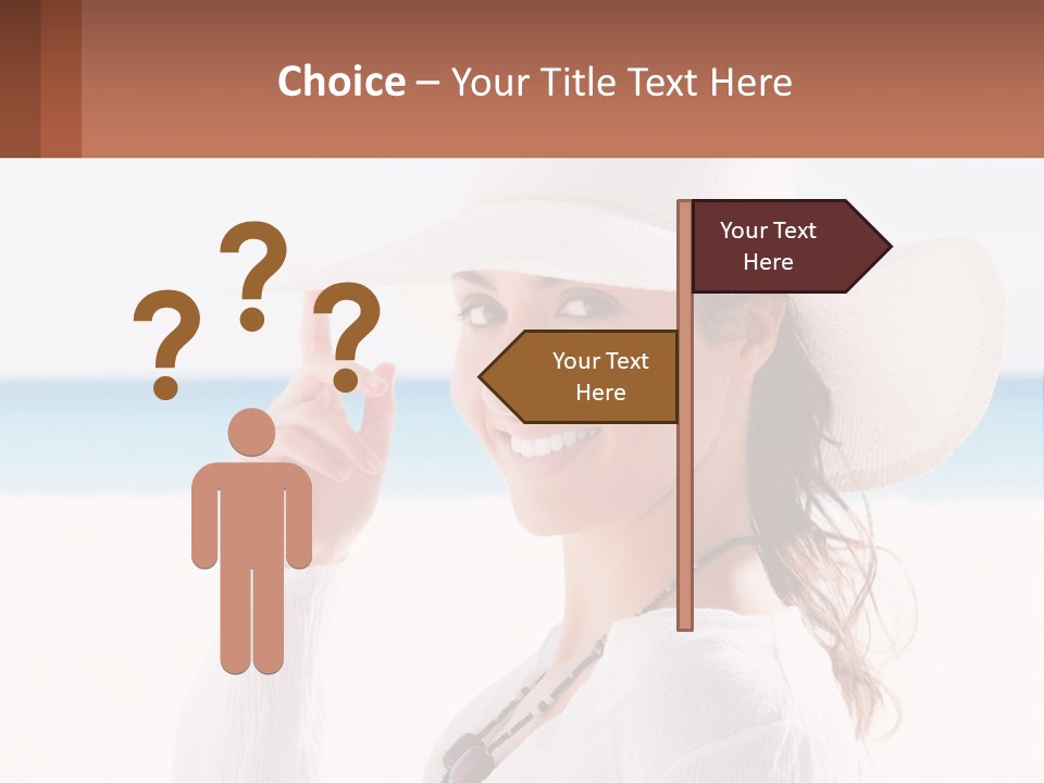 A Woman In A White Hat Pointing At The Camera PowerPoint Template