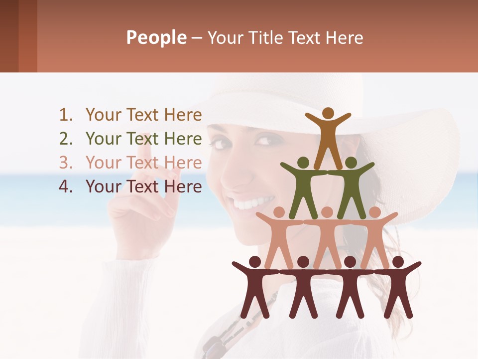 A Woman In A White Hat Pointing At The Camera PowerPoint Template