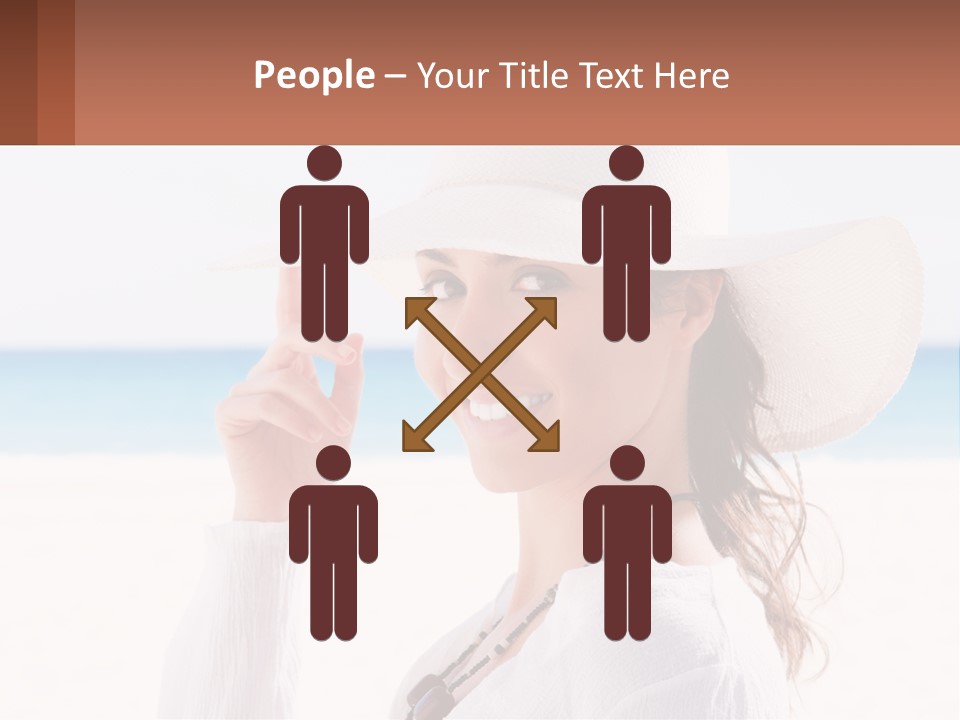 A Woman In A White Hat Pointing At The Camera PowerPoint Template