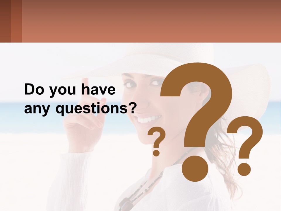 A Woman In A White Hat Pointing At The Camera PowerPoint Template