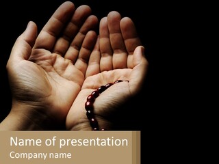 A Person Holding Their Hands Together With A Rosary PowerPoint Template