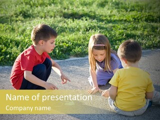A Group Of Children Sitting On The Ground Playing With Each Other PowerPoint Template