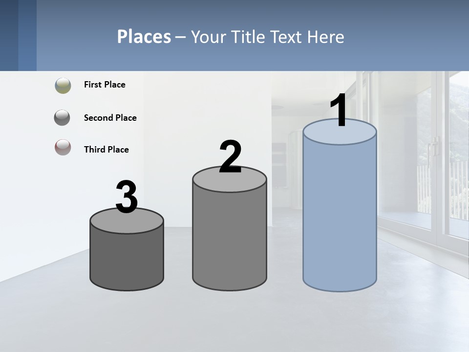 An Empty Room With A Sliding Glass Door PowerPoint Template