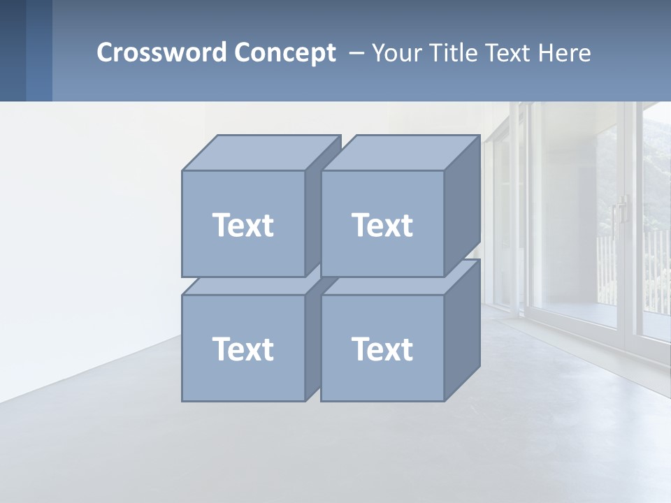 An Empty Room With A Sliding Glass Door PowerPoint Template