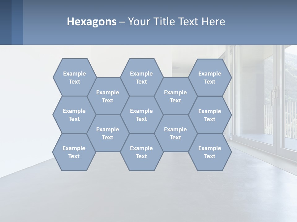 An Empty Room With A Sliding Glass Door PowerPoint Template