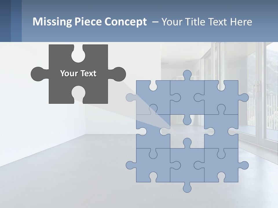 An Empty Room With A Sliding Glass Door PowerPoint Template