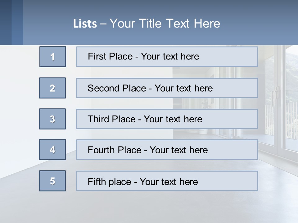 An Empty Room With A Sliding Glass Door PowerPoint Template