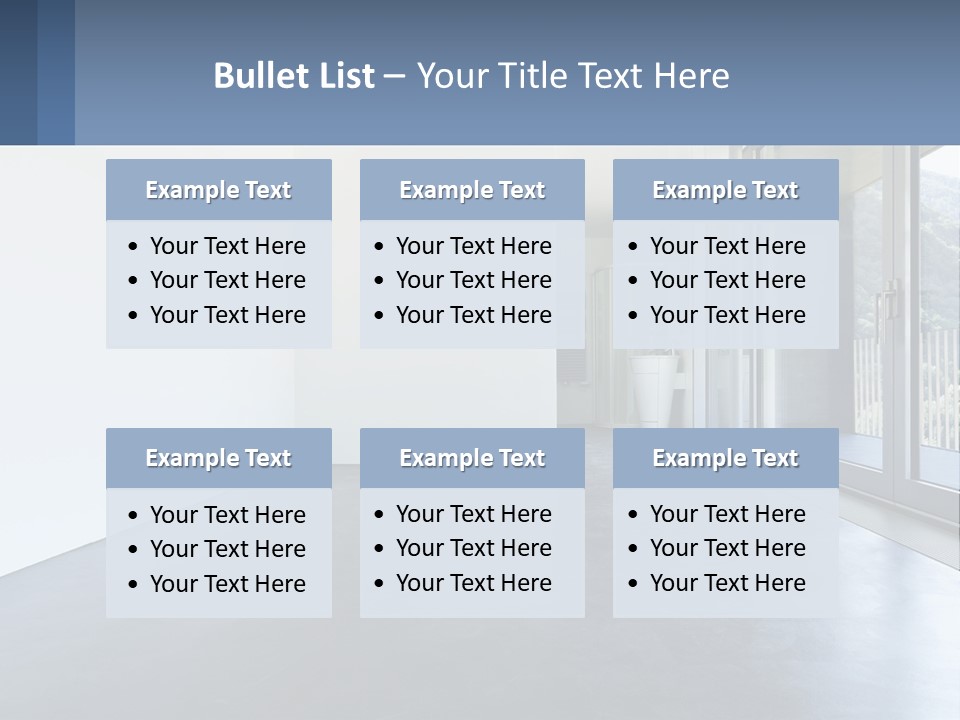 An Empty Room With A Sliding Glass Door PowerPoint Template