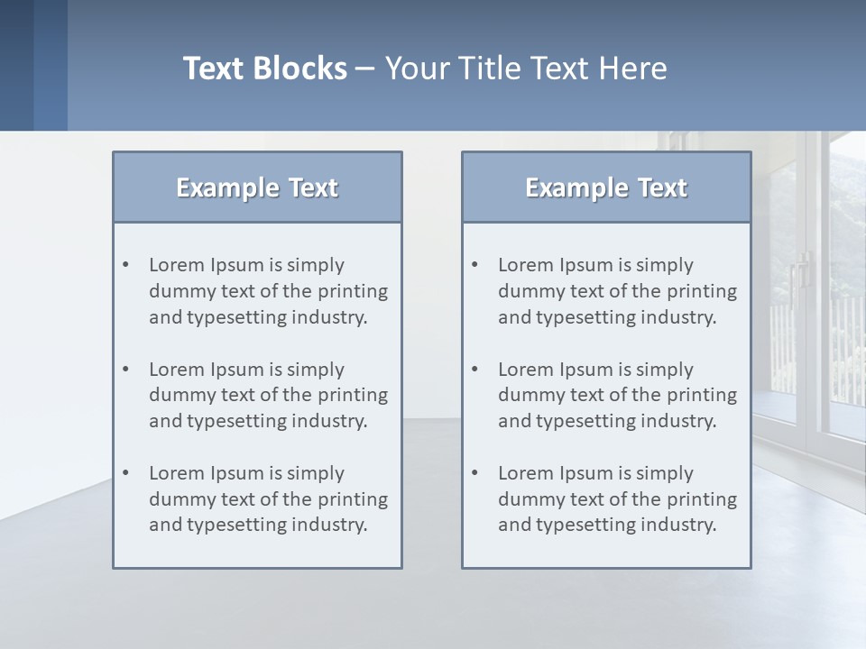 An Empty Room With A Sliding Glass Door PowerPoint Template