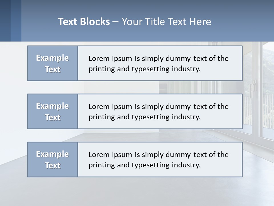 An Empty Room With A Sliding Glass Door PowerPoint Template