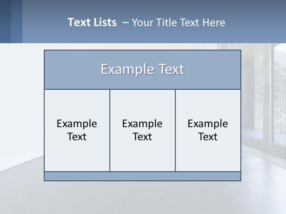 An Empty Room With A Sliding Glass Door PowerPoint Template