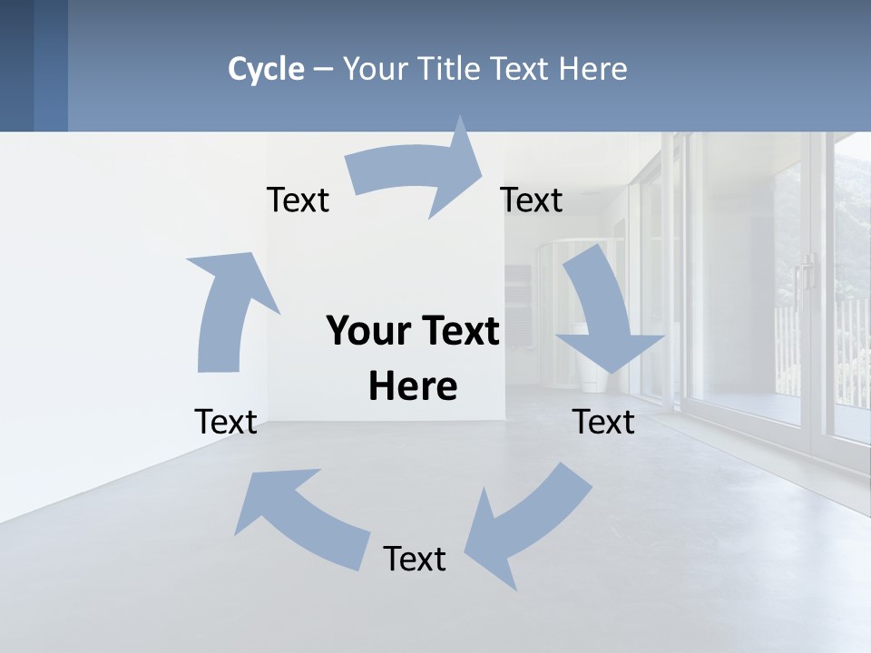 An Empty Room With A Sliding Glass Door PowerPoint Template