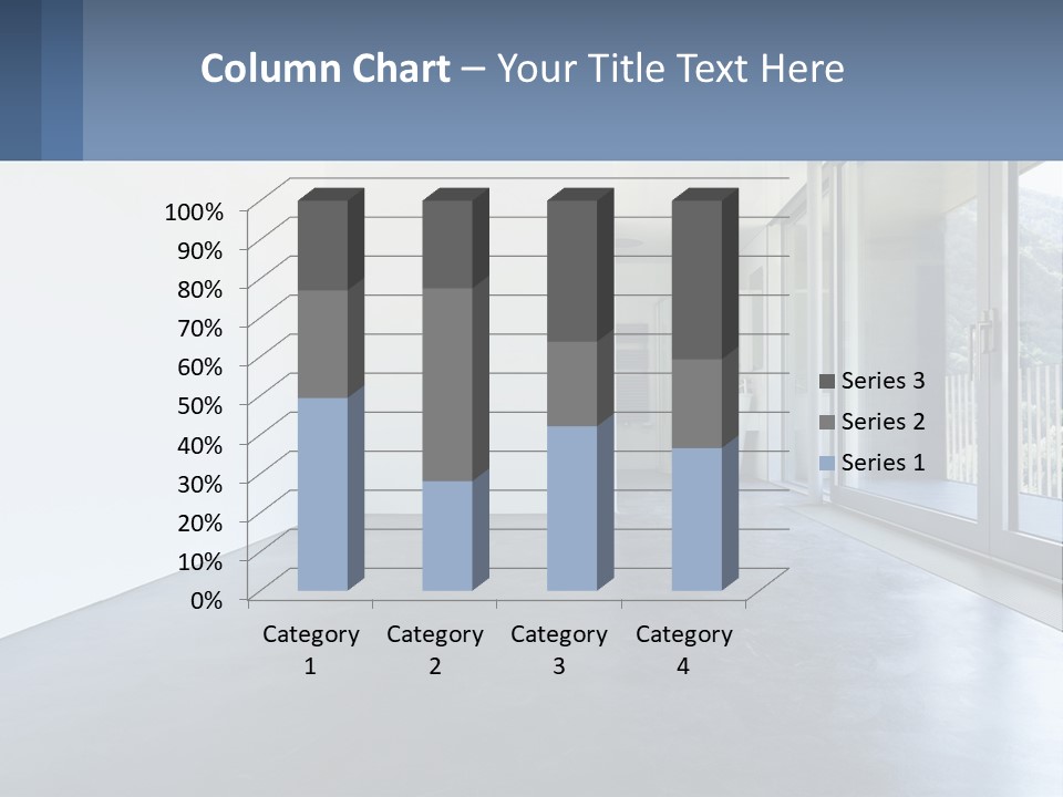 An Empty Room With A Sliding Glass Door PowerPoint Template