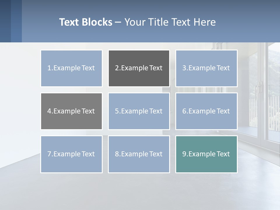 An Empty Room With A Sliding Glass Door PowerPoint Template