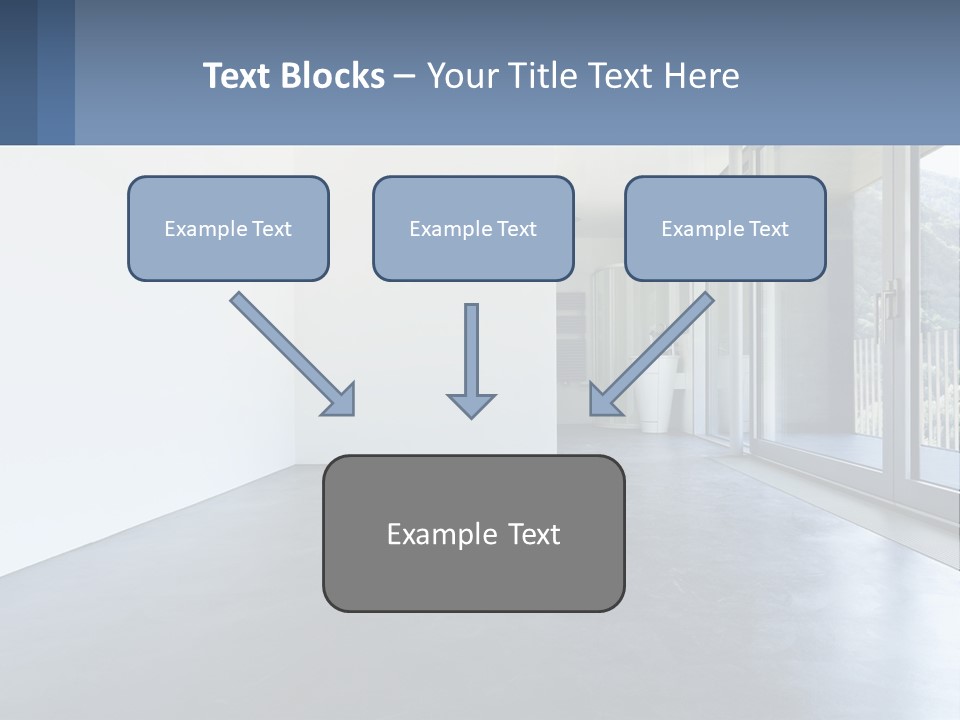 An Empty Room With A Sliding Glass Door PowerPoint Template