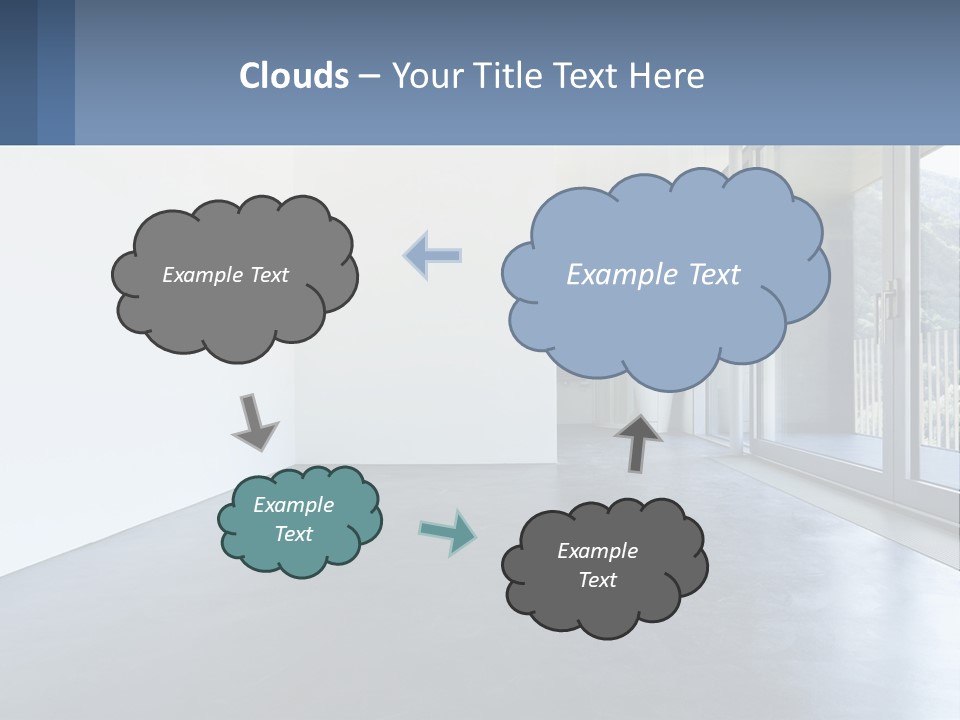 An Empty Room With A Sliding Glass Door PowerPoint Template