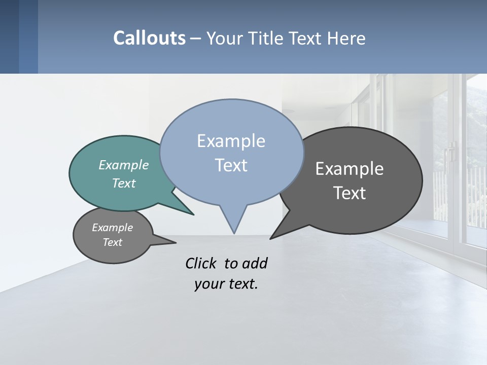 An Empty Room With A Sliding Glass Door PowerPoint Template