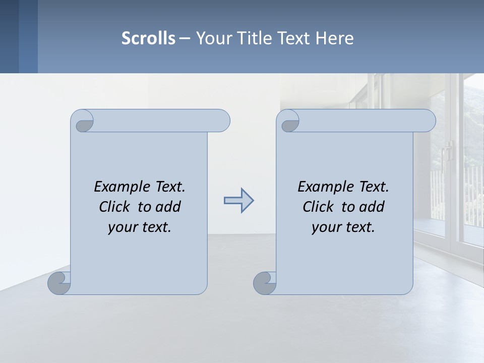 An Empty Room With A Sliding Glass Door PowerPoint Template