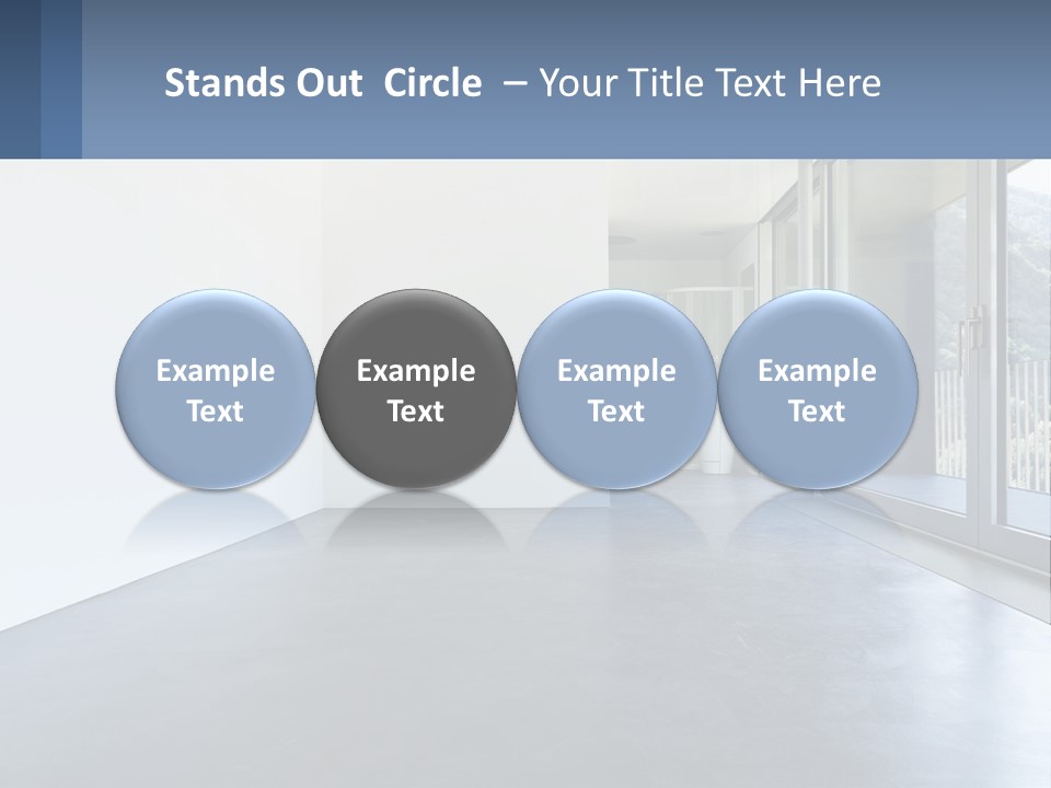 An Empty Room With A Sliding Glass Door PowerPoint Template