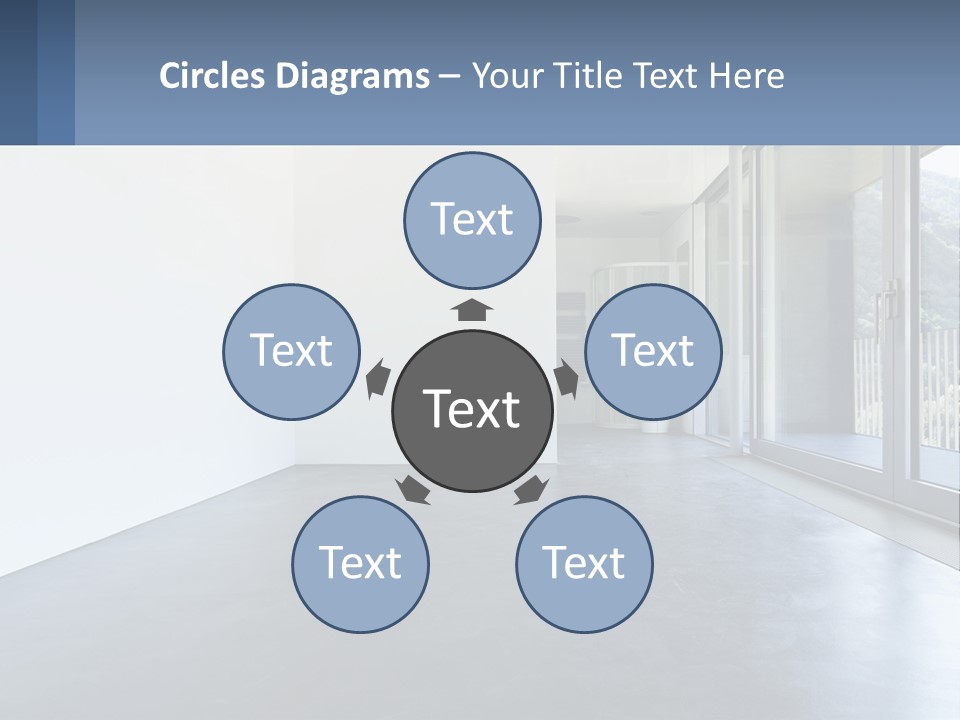 An Empty Room With A Sliding Glass Door PowerPoint Template