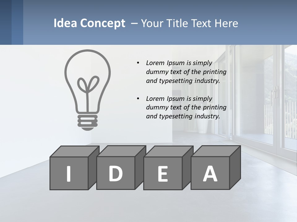 An Empty Room With A Sliding Glass Door PowerPoint Template