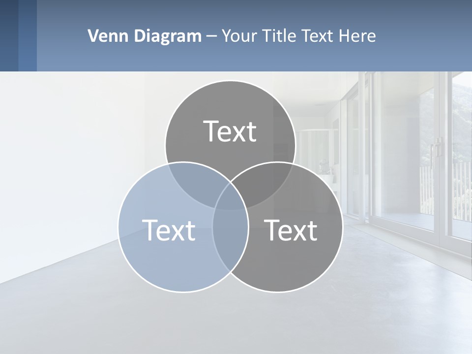 An Empty Room With A Sliding Glass Door PowerPoint Template