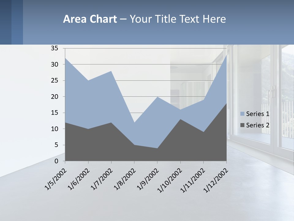 An Empty Room With A Sliding Glass Door PowerPoint Template