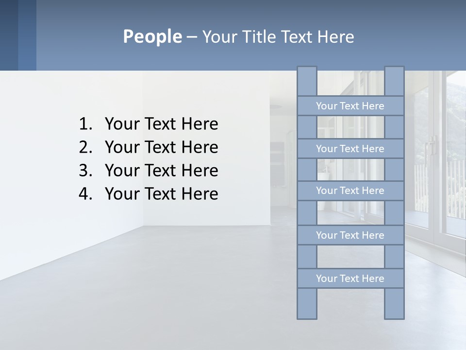 An Empty Room With A Sliding Glass Door PowerPoint Template