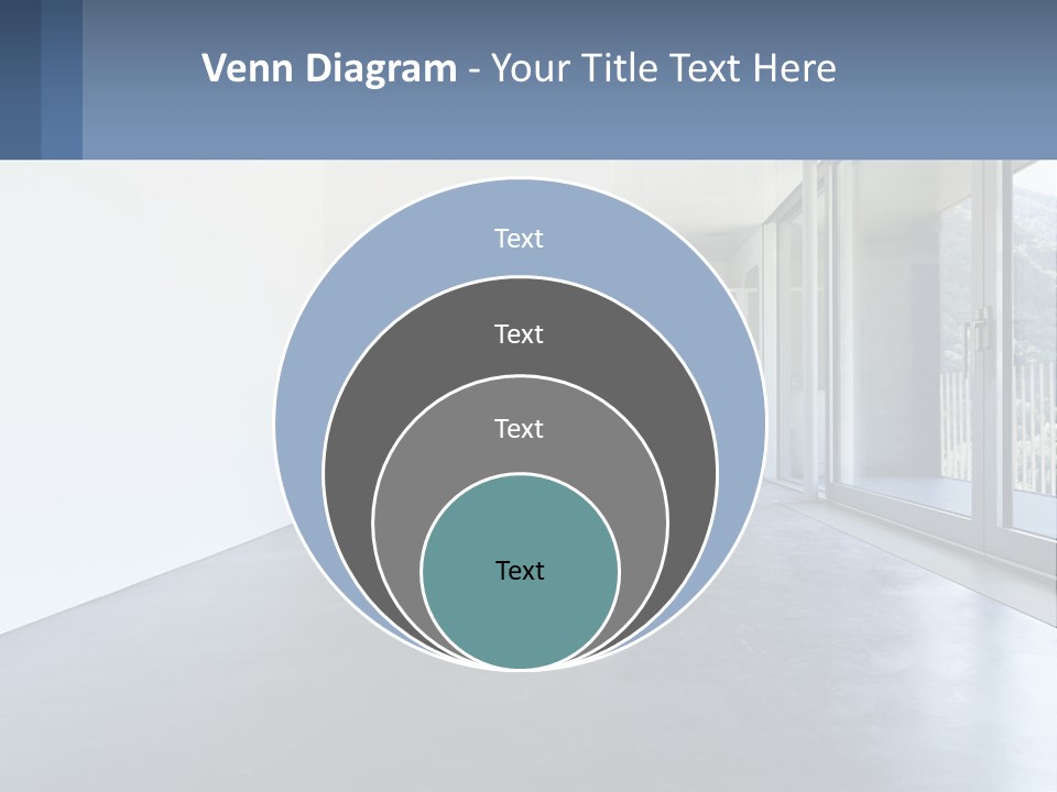 An Empty Room With A Sliding Glass Door PowerPoint Template