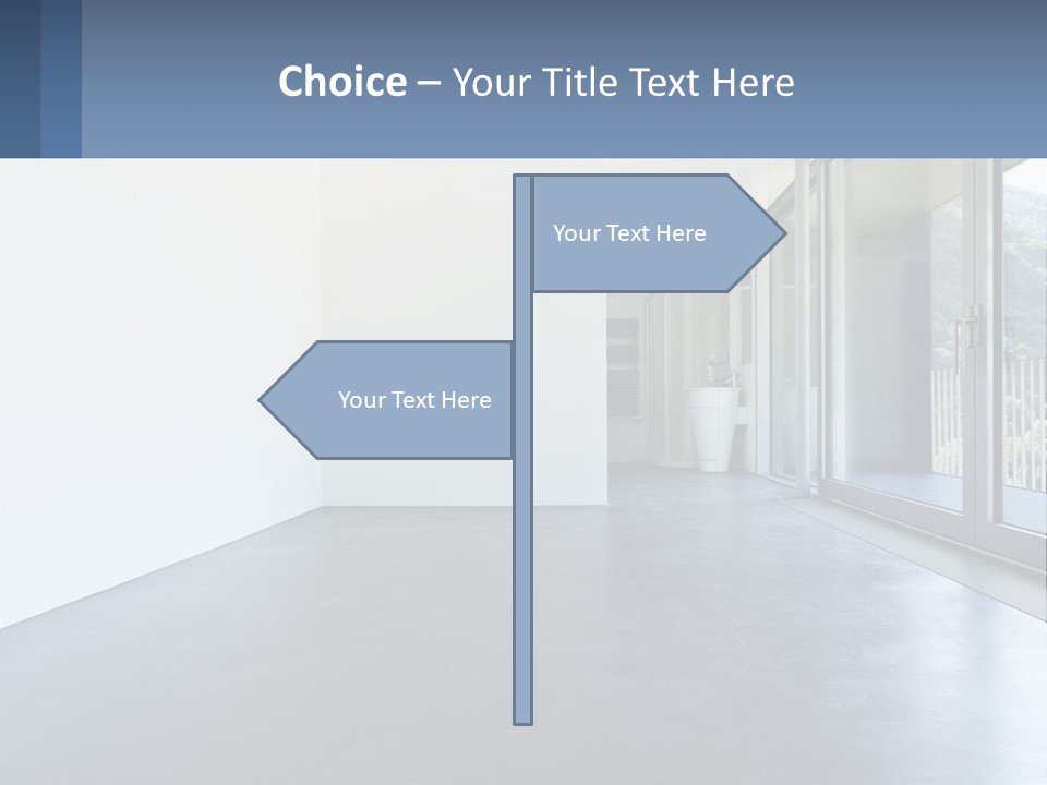 An Empty Room With A Sliding Glass Door PowerPoint Template