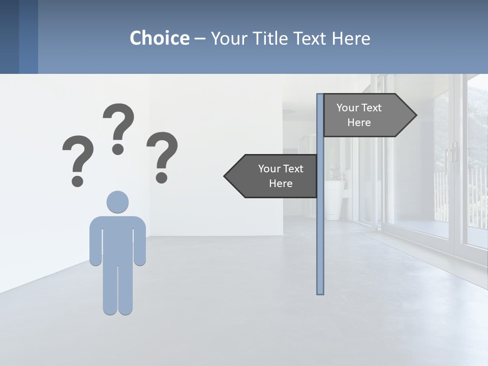 An Empty Room With A Sliding Glass Door PowerPoint Template