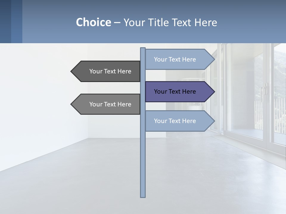 An Empty Room With A Sliding Glass Door PowerPoint Template