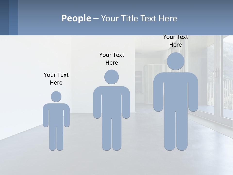 An Empty Room With A Sliding Glass Door PowerPoint Template