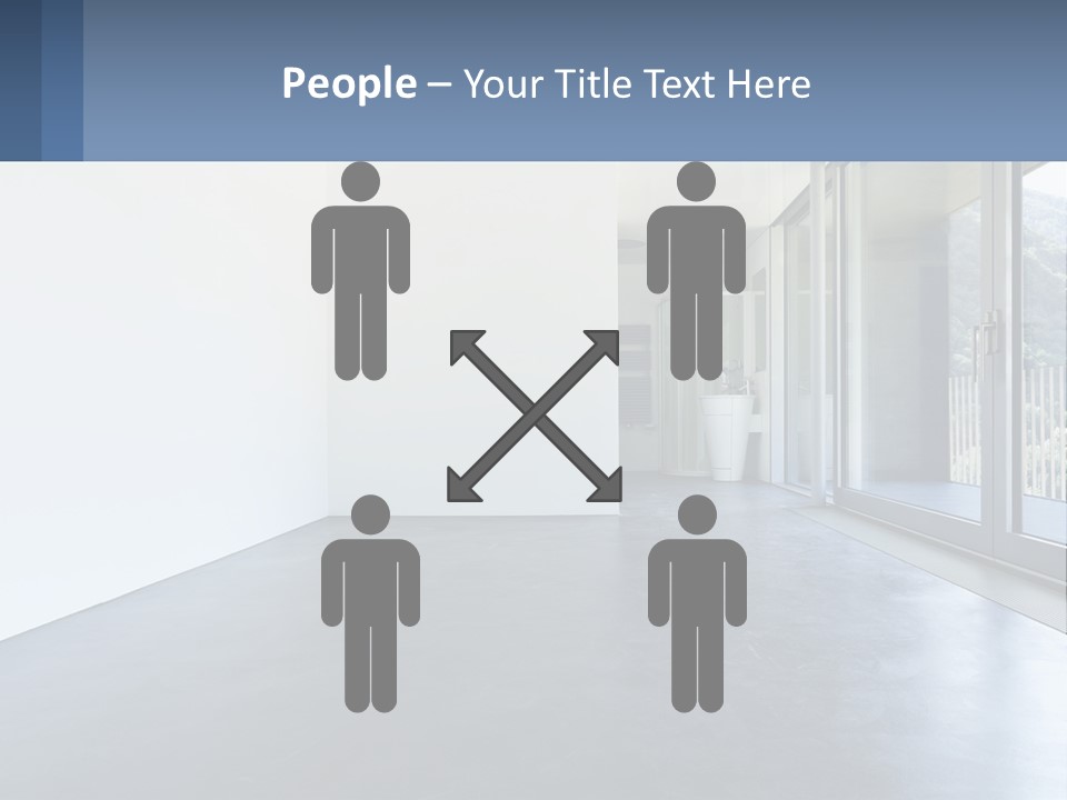 An Empty Room With A Sliding Glass Door PowerPoint Template