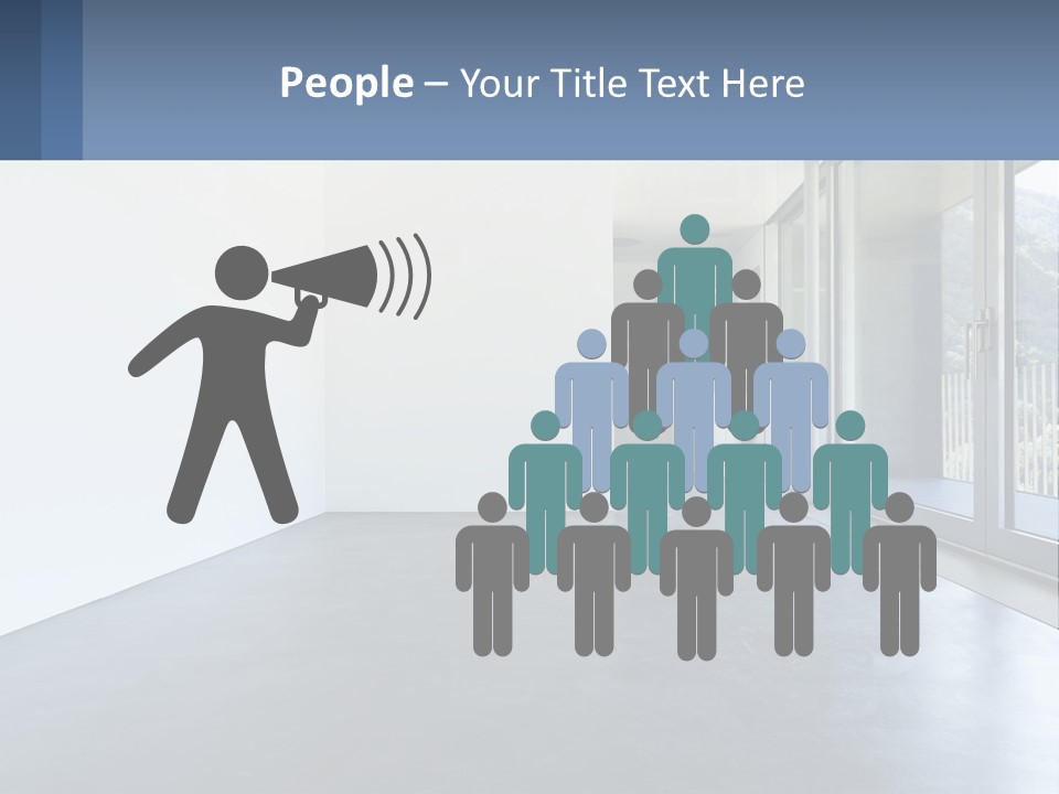 An Empty Room With A Sliding Glass Door PowerPoint Template