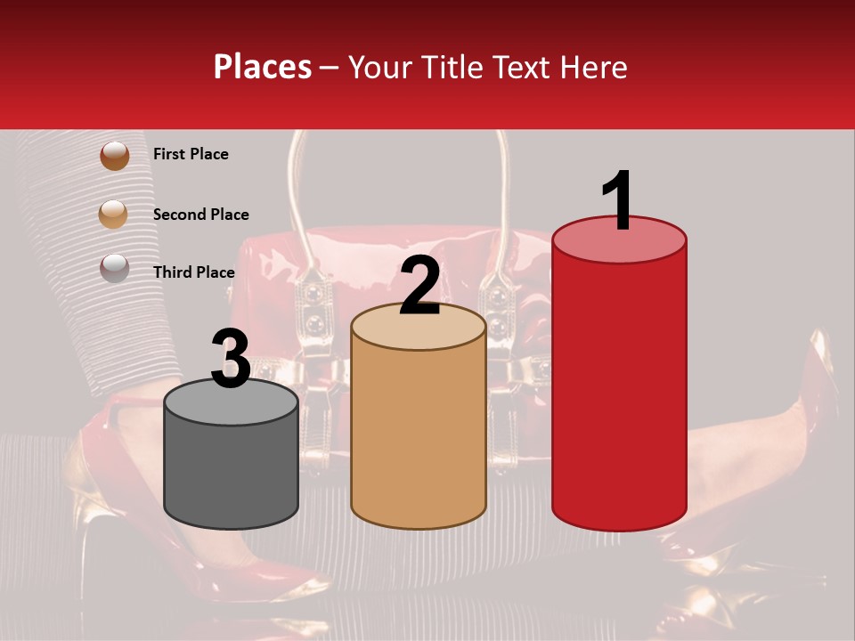 A Woman Holding A Red Purse On Her Feet PowerPoint Template