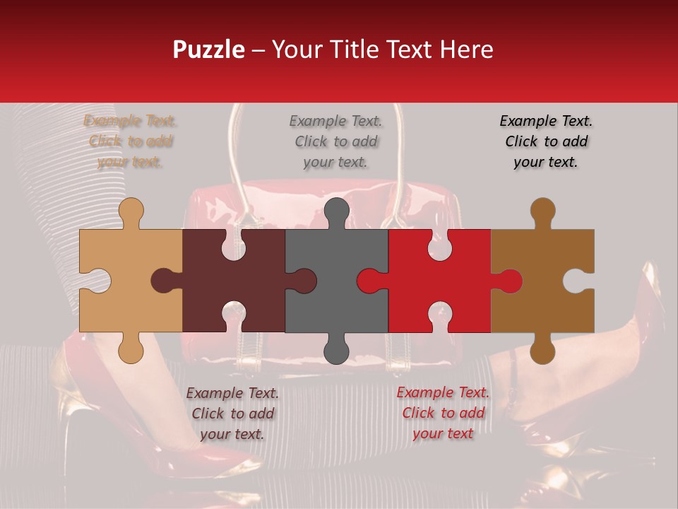 A Woman Holding A Red Purse On Her Feet PowerPoint Template