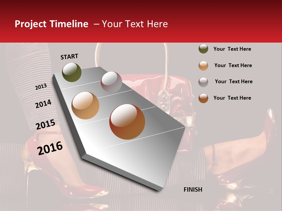 A Woman Holding A Red Purse On Her Feet PowerPoint Template