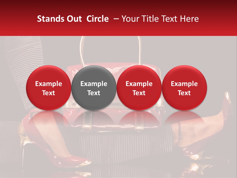 A Woman Holding A Red Purse On Her Feet PowerPoint Template