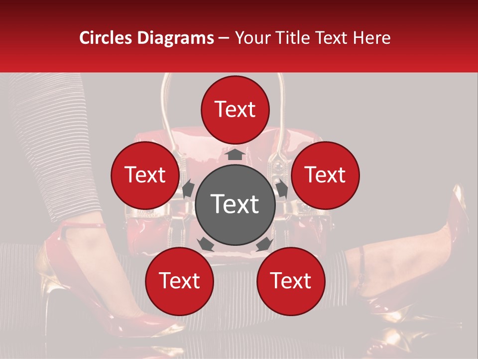 A Woman Holding A Red Purse On Her Feet PowerPoint Template