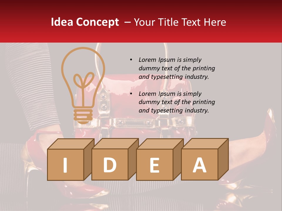 A Woman Holding A Red Purse On Her Feet PowerPoint Template