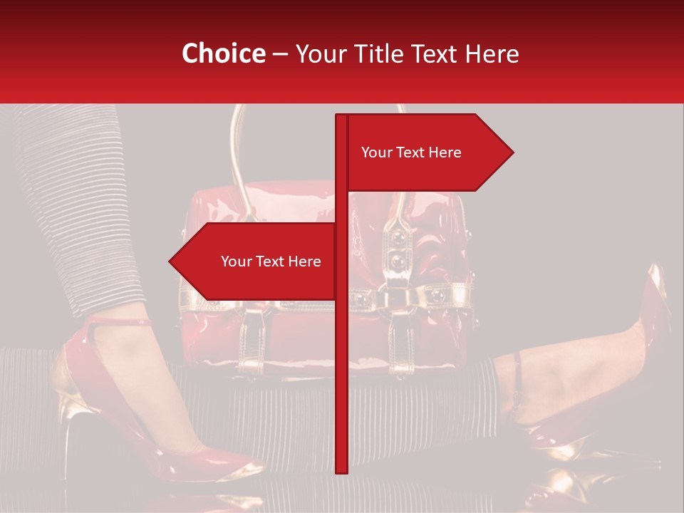 A Woman Holding A Red Purse On Her Feet PowerPoint Template