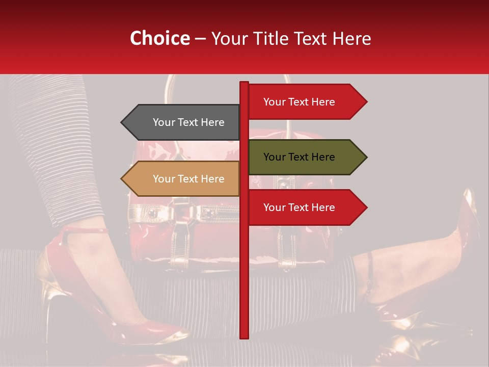 A Woman Holding A Red Purse On Her Feet PowerPoint Template