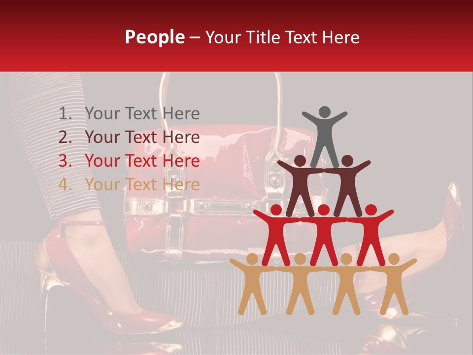 A Woman Holding A Red Purse On Her Feet PowerPoint Template