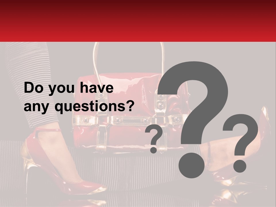 A Woman Holding A Red Purse On Her Feet PowerPoint Template