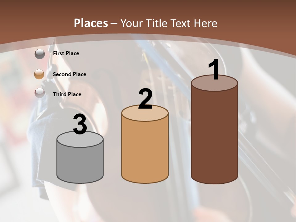 A Young Girl Playing A Violin On A Brown Background PowerPoint Template